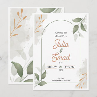 Tarjeta de Invitación de Boda Minimalista Elegante