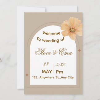 Tarjeta de Invitación de Boda Minimalista en Oro E