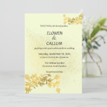 Tarjeta de Invitación de Boda Minimalista Floral D