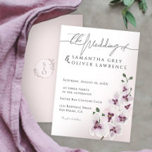 Tarjeta de Invitación de Boda Minimalista Orquídea