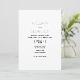 Tarjeta de invitación de boda minimalista simple