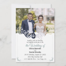 Tarjeta de invitación de boda moderna con foto