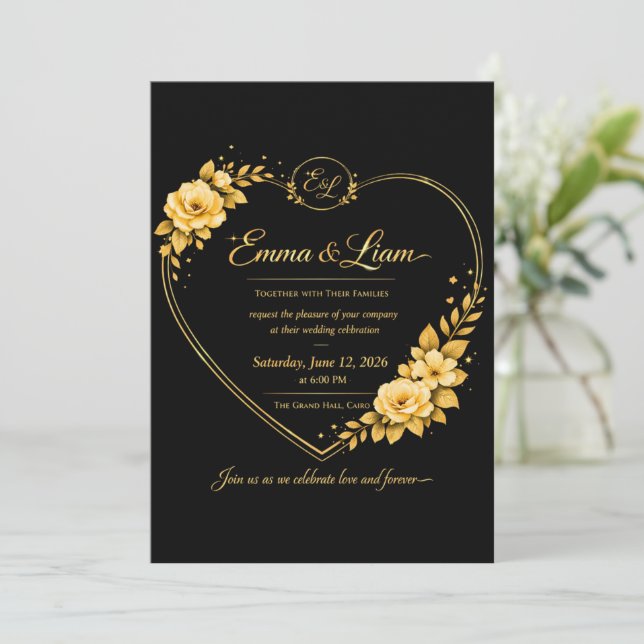 Tarjeta de Invitación de Boda Moderna – Minimalist (Anverso de pie)