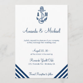 Tarjeta de invitación de boda náutica