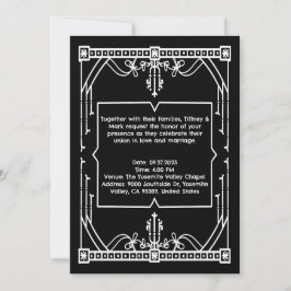 Tarjeta de Invitación de Boda Negra Personalizada