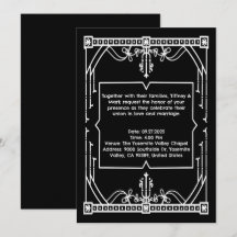 Tarjeta de invitación de boda negra personalizada