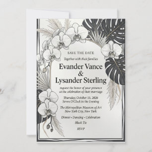Tarjeta de Invitación de Boda Orquídea Elegante y