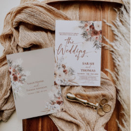 Tarjeta de Invitación de Boda Otoño Boho Tan
