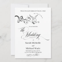 Tarjeta de Invitación de Boda Pájaros de Amor Clás
