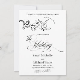 Tarjeta de Invitación de Boda Pájaros de Amor Clás