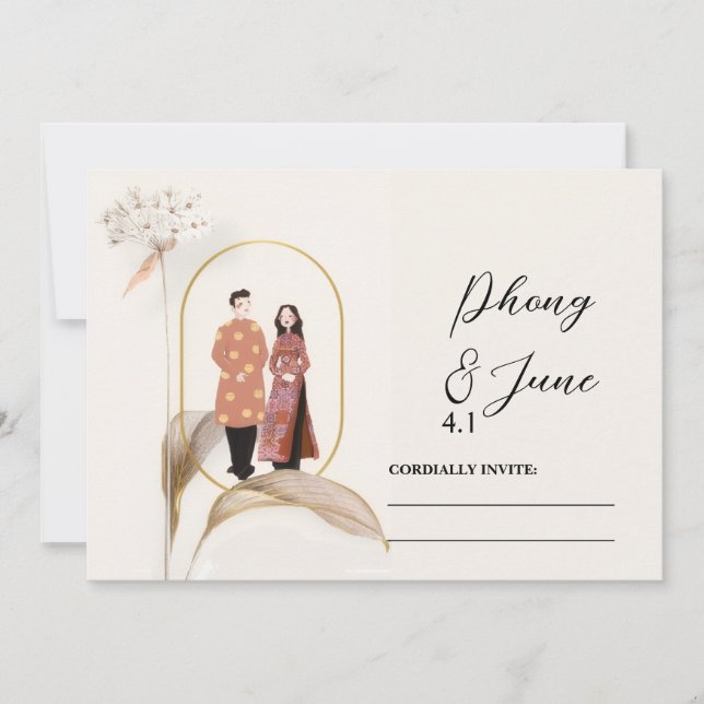 Tarjeta de Invitación de Boda para Guardar la Fech (Anverso)