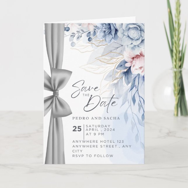 Tarjeta de Invitación de Boda para Pareja Romántic (Anverso)