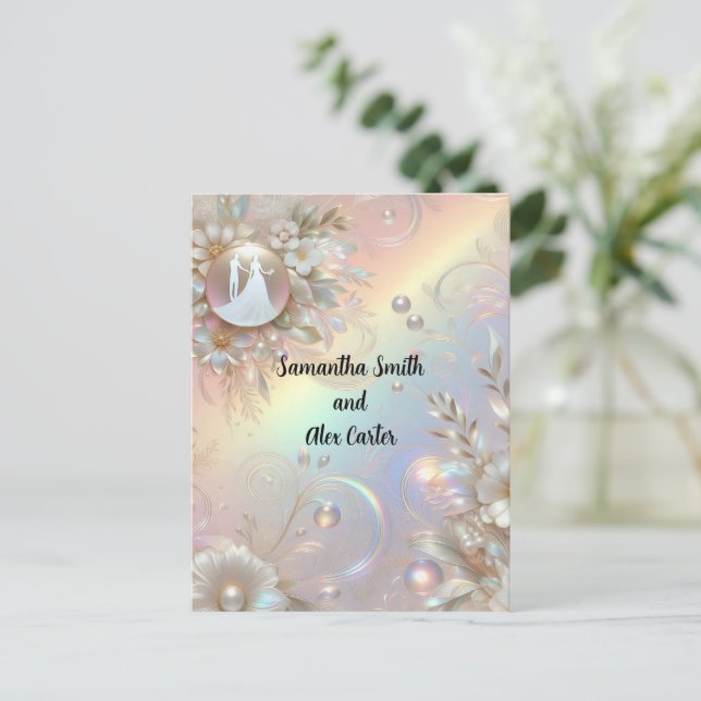 Tarjeta de Invitación de Boda para Pareja Romántic (Anverso de pie)