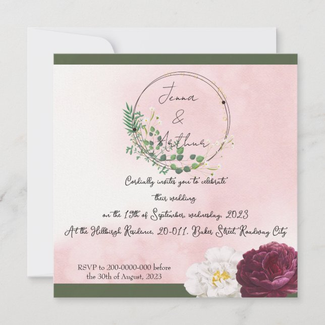 Tarjeta de Invitación de boda personalizada (Anverso)