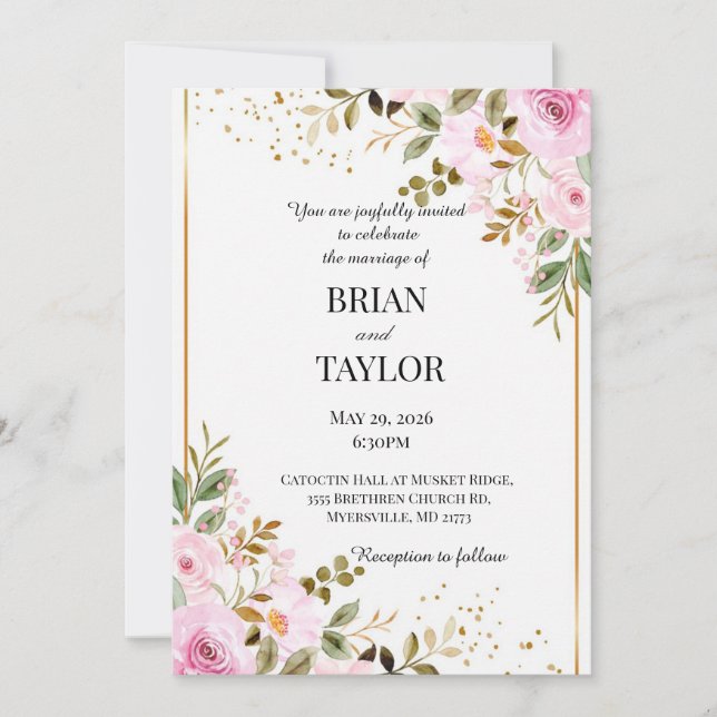 Tarjeta de Invitación de Boda Personalizada (Anverso)