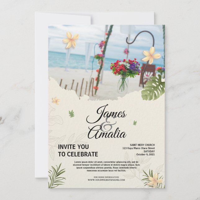 Tarjeta de invitación de boda personalizada minima (Anverso)