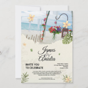 Tarjeta de invitación de boda personalizada minima