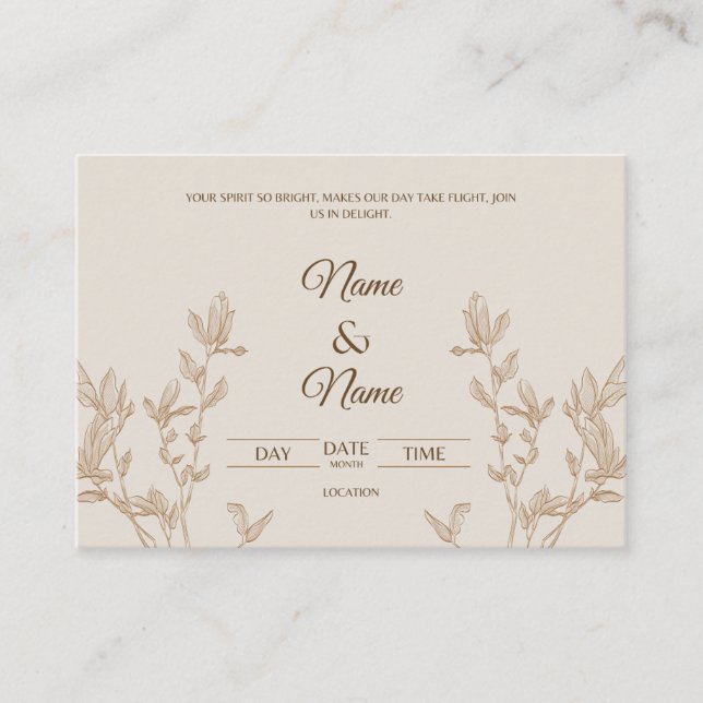 Tarjeta de Invitación de Boda Poética (Anverso)