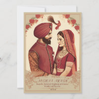tarjeta de invitación de boda punjabi