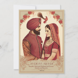 tarjeta de invitación de boda punjabi
