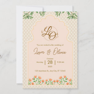 Tarjeta de invitación de boda real acuarela