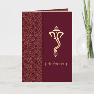 Tarjeta de invitación de boda real india de Ganesh