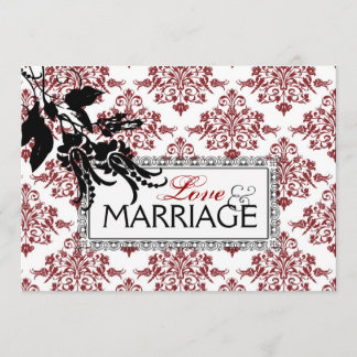 Tarjeta de invitación de boda Red Brocade