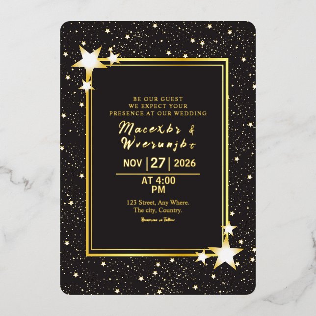 Tarjeta de invitación de boda Relieve metalizado d (Anverso)