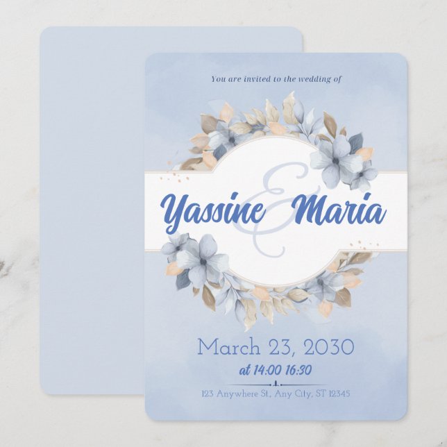 Tarjeta de Invitación de Boda Reservar la Fecha (Anverso / Reverso)