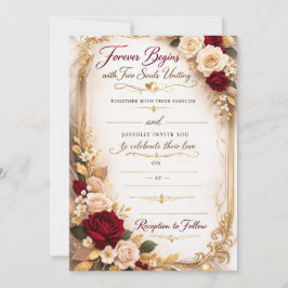 Tarjeta de Invitación de Boda Romántica con Flores