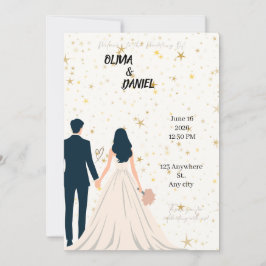 Tarjeta de Invitación de Boda Romántica y Elegante