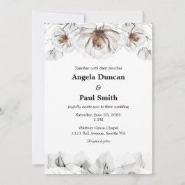 Tarjeta de Invitación de Boda Rosa Suave, Hojas