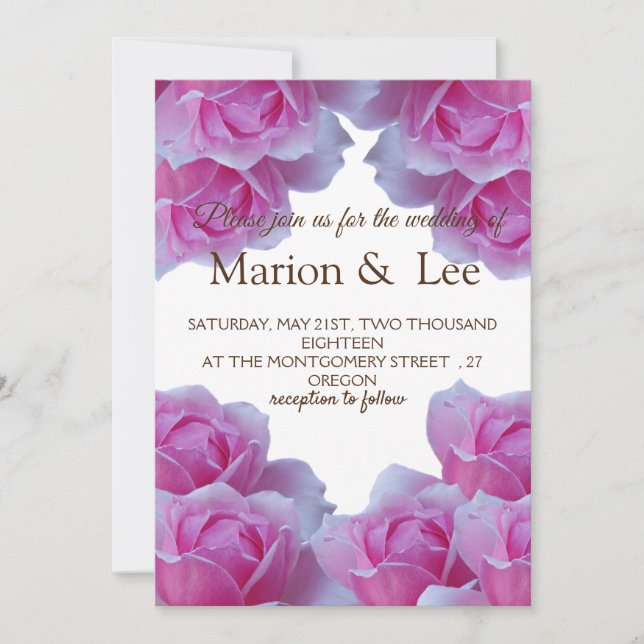 Tarjeta de invitación de boda, Rosas asombrosos (Anverso)