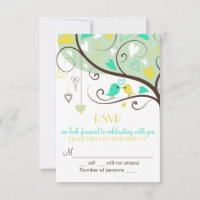 Tarjeta de Invitación de Boda RSVP de Lovebirds Ve
