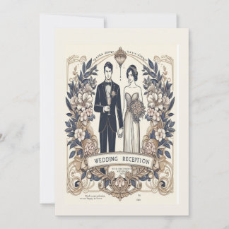 tarjeta de invitación de boda rsvp simple retro