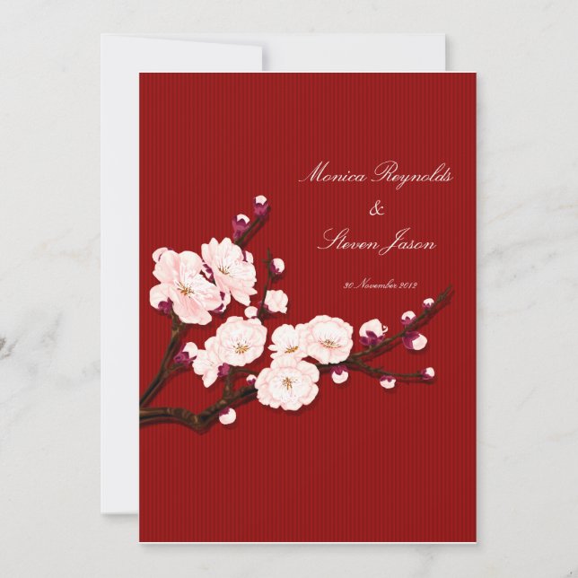 tarjeta de invitación de boda Sakura RSVP (Anverso)