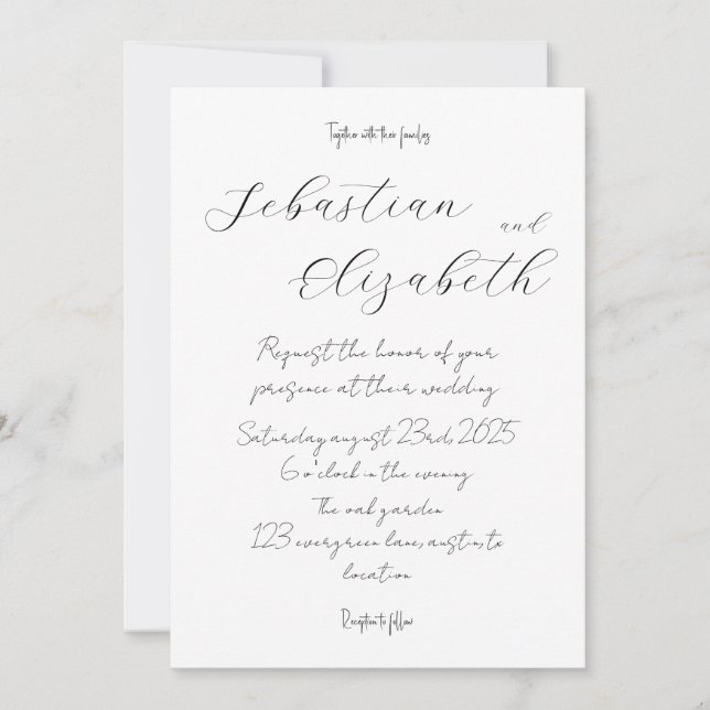 Tarjeta de invitación de boda simple (Anverso)