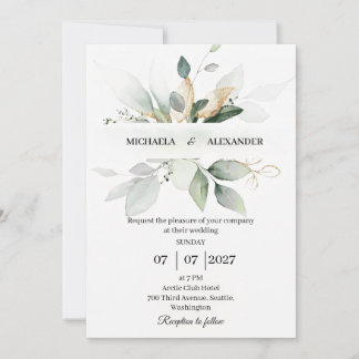 Tarjeta de invitación de boda simple