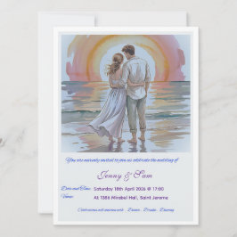 Tarjeta de Invitación de Boda Simple Boho
