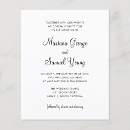 Tarjeta de Invitación de Boda Simple en Blanco y N