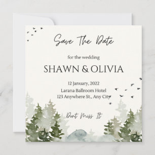 Tarjeta de invitación de boda simple Guarde la fec