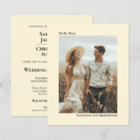 Tarjeta de invitación de boda Simple Ivory Cream P