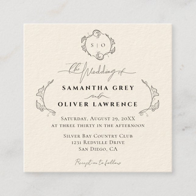 Tarjeta de Invitación de Boda Simple y Elegante (Anverso)