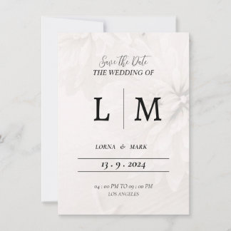 Tarjeta de invitación de boda sobre blanco