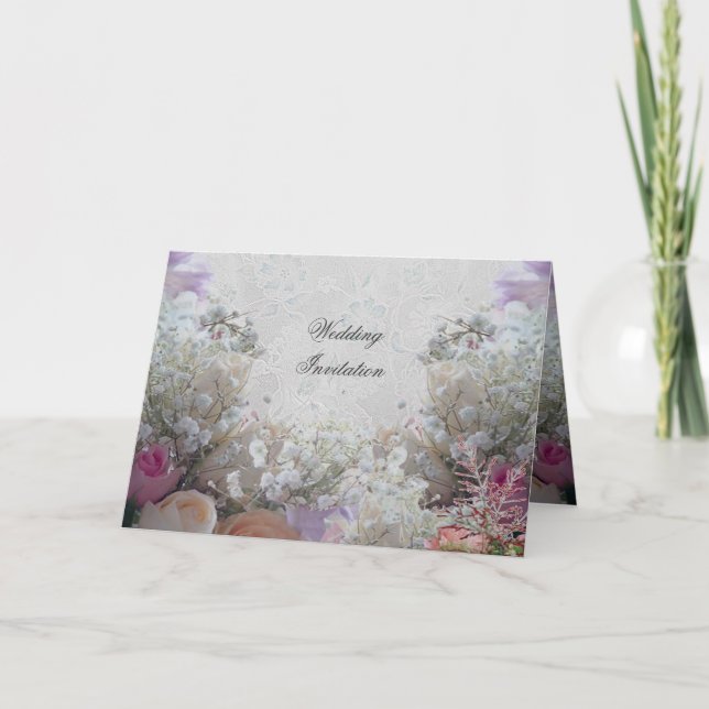 Tarjeta de invitación de boda soñadora (Anverso)