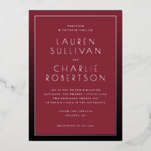 Tarjeta de Invitación de Boda Tipográfica Marrón E