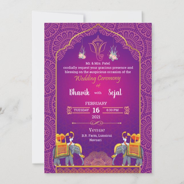 Tarjeta de Invitación de Boda Tradicional (Anverso)