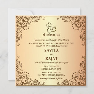 Tarjeta de Invitación de Boda Tradicional India