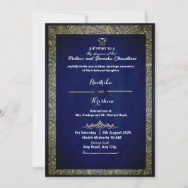 Tarjeta de invitación de boda tradicional india de