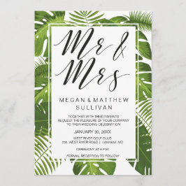 Tarjeta de invitación de boda verde| Sr. y Sra.